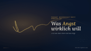 Blog-Header „Was Angst wirklich will“ – geschwungene goldene Linie auf dunklem Grund